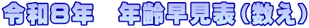 令和８年　年齢早見表（数え）